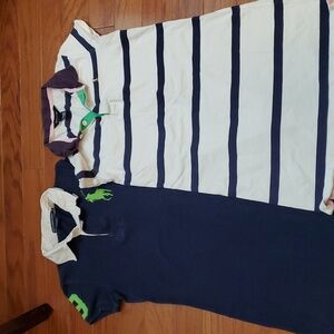 Lot Of 2 POLO Ralph Lauren The Mesh Mini Sz M Striped Navy Heather Gr Logo